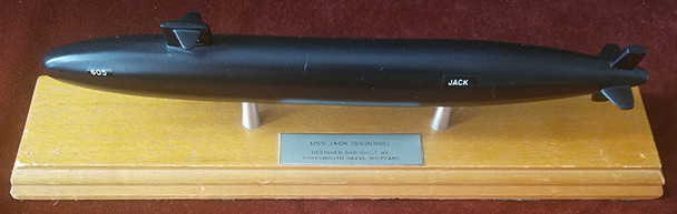 Rare Mid-60's USN Submarine Desk Model of USS Jack SSN 605 from Portsmouth Naval Shipyard