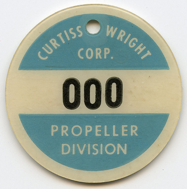 Cool WWII Era Curtiss Wright Corp. Propeller Division Celluloid Visitor Badge