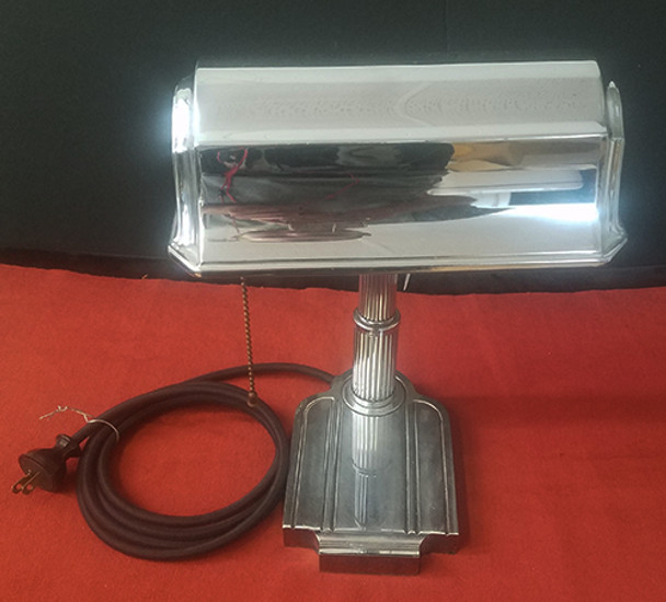 Wonderful Deco Ca 1930 Chrome Plated Brass Desk Lamp