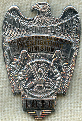 Rare WWII US Army Provost Marshal General Investigations Division