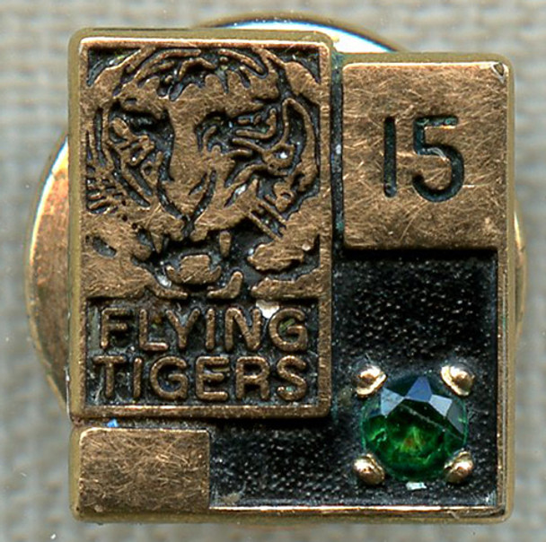 Rare 1970s - 1980s Flying Tiger Air Lines 15 Year Service Pin in 10K Gold Filled by Jostens