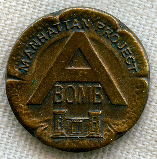 Rare Bronze WWII Manhattan Project Service Pin by Whitehead & Hoag