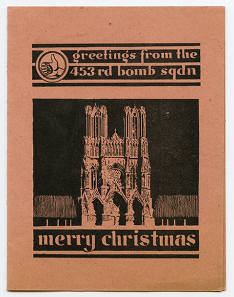 Nice WWII USAAF 453rd Bomb Sq. 323rd Bomb Group. 9th Air Force Christmas Card from 1944.