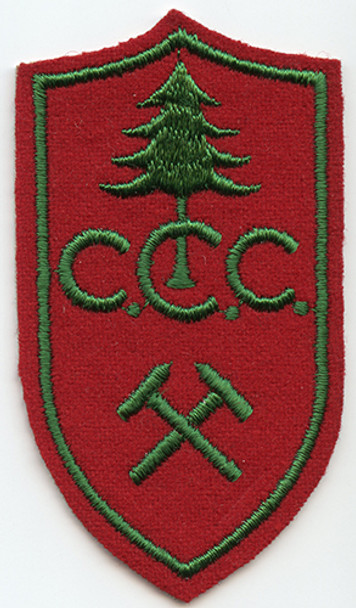 1930's Civilian Conservation Corps Mechanic Rate Patch. Green on Red