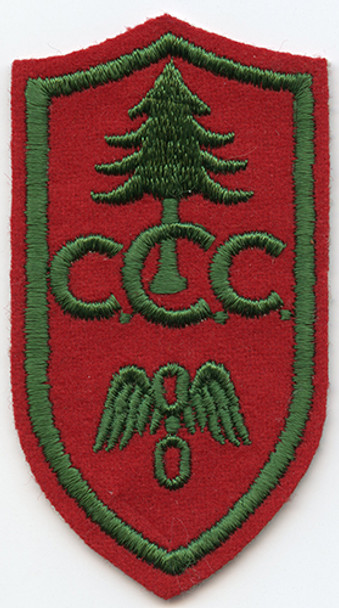 Scarce 1930's Civilian Conservation Corps Radio Rate Patch. Green on Red
