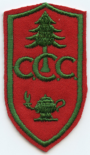 1930's Civilian Conservation Corps Education Rate Patch. Green on Red