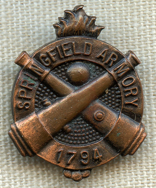 1930's - WWII Springfield Armory Worker's Lapel Pin in Die-Struck Bronze
