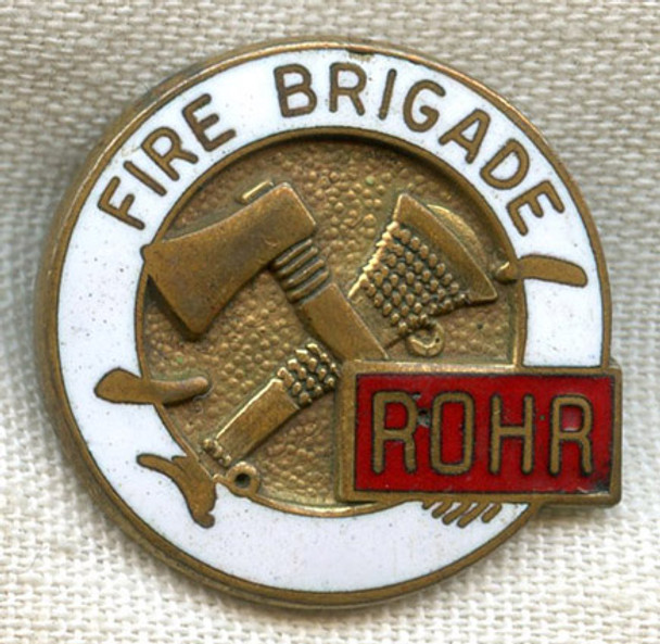 Small WWII Rohr Aircraft Co. Fire Brigade Enameled Hat (?) Badge