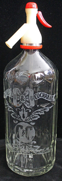 Beautiful 1930's Cantrell & Cochrane Seltzer Water Bottle with Colorful Bakelite Top