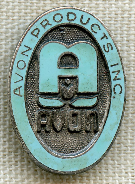 1930's Avon Salesperson Sterling & Enamel Lapel Pin. Made in the U.S.A.