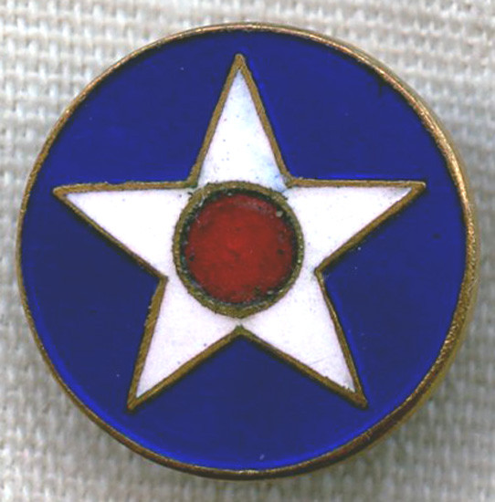 Beautiful 1920's Enameled US Air Service (USAS) Lapel Pin with Screw Back