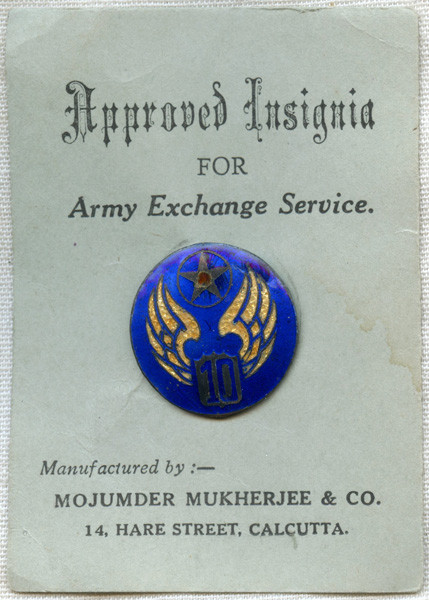 Beautiful Indian-Made WWII USAAF 10th AF Patch-Type DI on Original Card! Unheard Of!