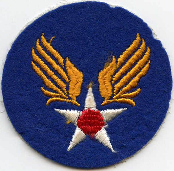 WWII USAAF HQ Wool Felt Shoulder Patch Without Border Orange "Skeleton" Wings