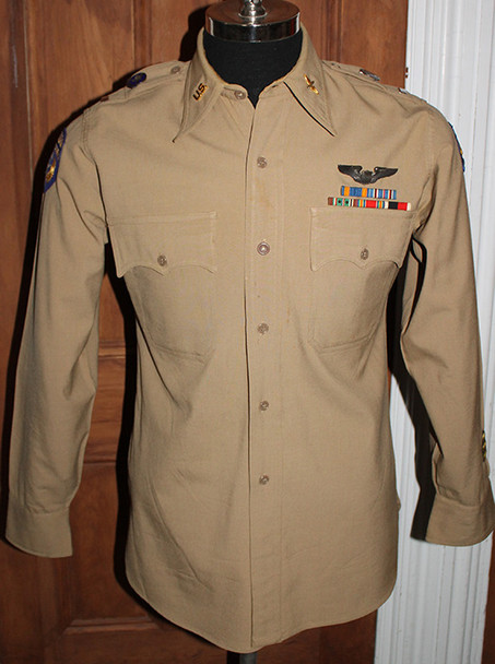WWII USAAF Airborne Troop Carrier Pilot Shirt, Loaded with Insignia, Wings, etc