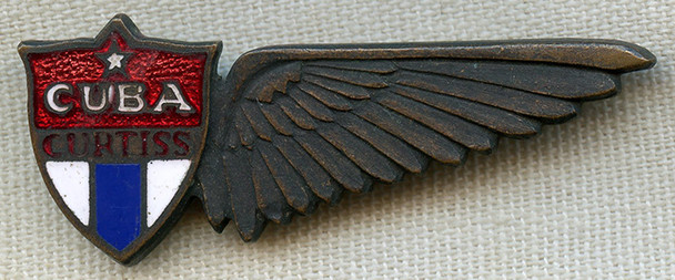 Extremely Rare Ca 1930 CUBA CURTISS Flight Crew Wing Pre-CUBANA (Pan-Am Affiliate)