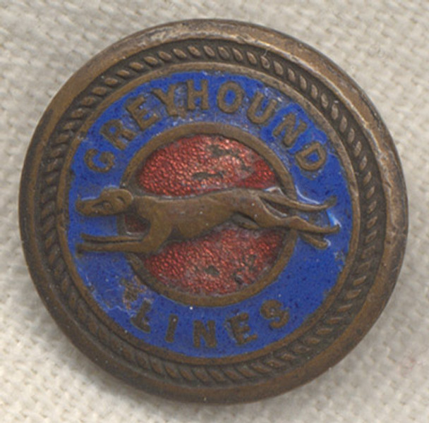 Rare 1910's-20's Greyhound Lines Bus Driver's Enameled Hat Button