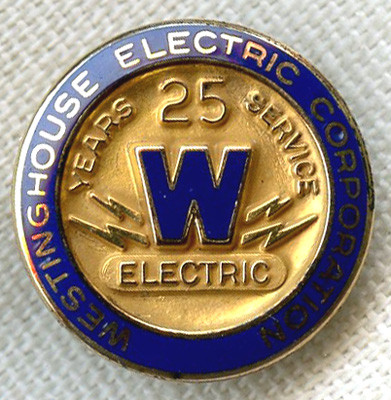 Late 1950s 25 Years of Service Lapel Pin for Westinghouse Electric Corp. by Balfour