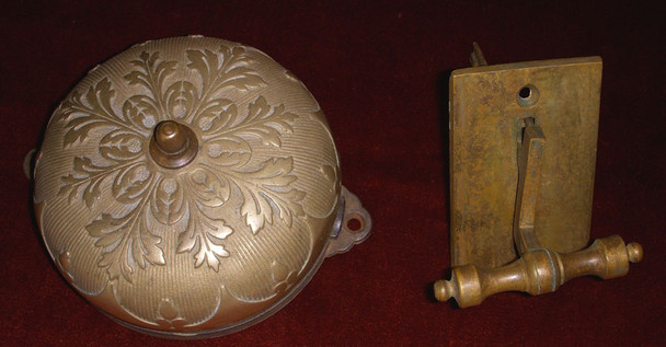 Decorative Brass Door Bell & Exterior Pull Date on Back (1882)