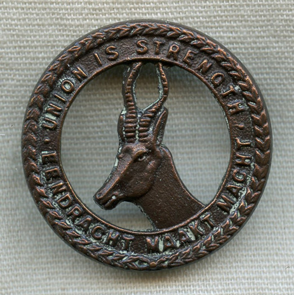 Scarce WWI South African General Service EM Hat Badge in Cast Copper