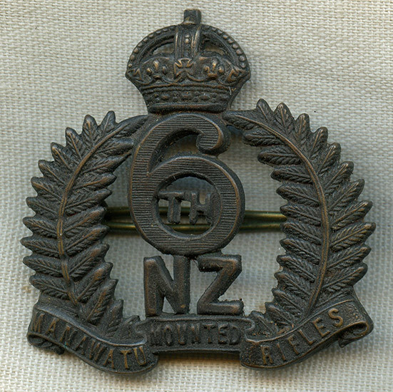 WWI 6th New Zealand (Manawatu) Mounted Rifles Cap Badge