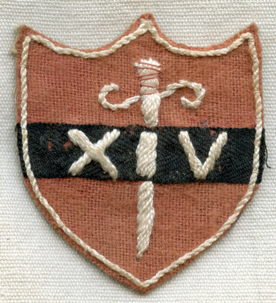 Beautiful Circa 1944 UK 14th Army Formation Sign Handmade in India in Pin-Back