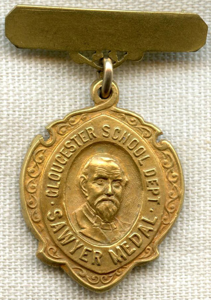 Lovely Ca 1915 Gloucester, MA School Department Sawyer Medal for Scholarship & Conduct