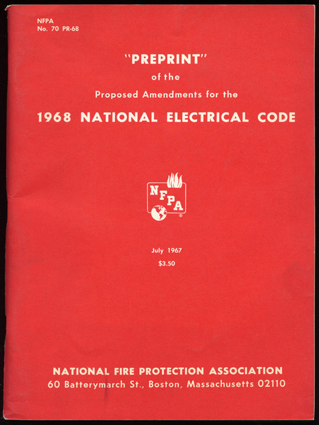 Scarce 1967 Pre-Print of NFPA 1968 National Electrical Code Soft Cover Handbook