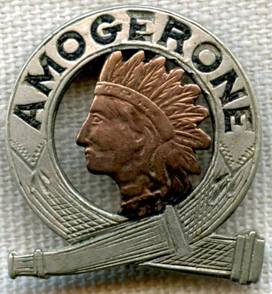 Great ca 1900 Amogerone Fire Co #1 Lapel Badge from Greenwich CT