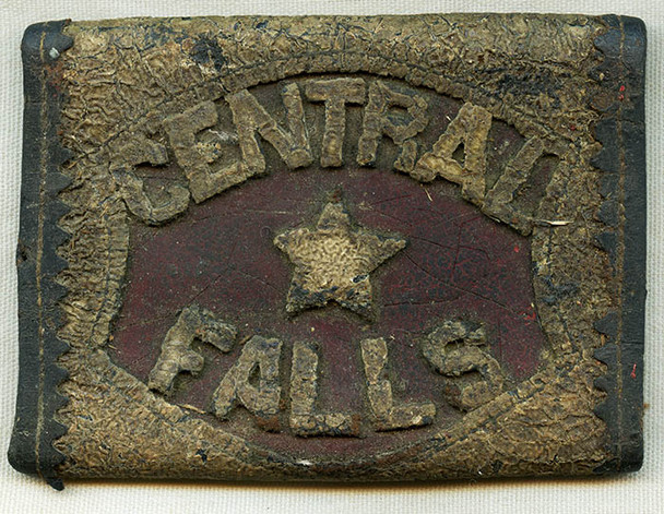1880's - 1890's Central Falls, Rhode Island Fireman's Parade Belt 'Buckle' in Dyed Leather