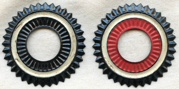 Pair WWI Imperial German Enlisted Man Spiked Helmet Cockades in National & Prussian Colors