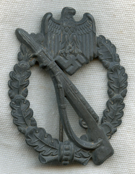 WWII German Wehrmacht SS Infantry Assault Badge Silver Grade in Zinc