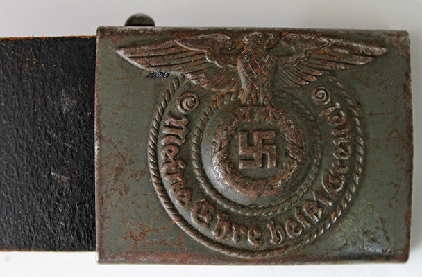 Great WWII Waffen-SS Combat Belt with Rodo Buckle and 1943 Dated Gebruder-Sparfeld Belt