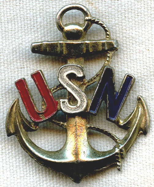WWII USN Sweetheart Pin with Painted Lettering