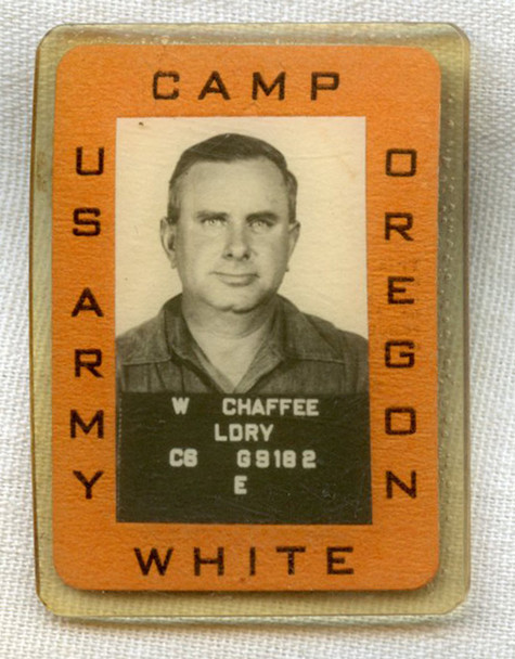WWII Civilian Worker ID Badge for Camp White - Jackson City, Oregon NO LONGER AVAILABLE