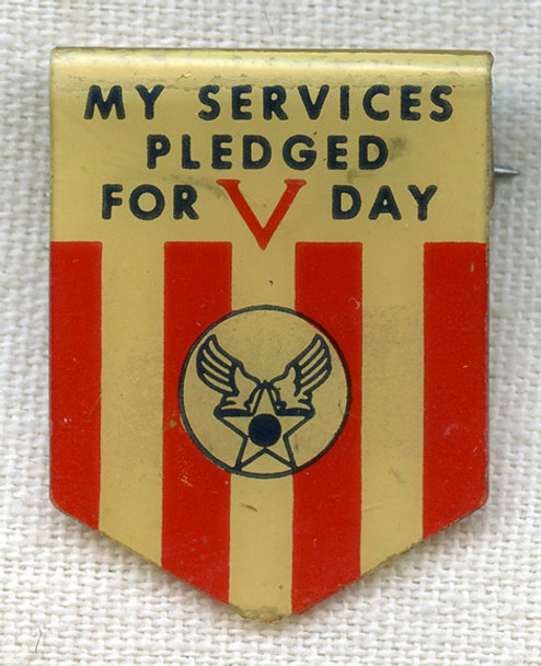 WWII Homefront Army Air Forces "V" Day Pin by Whitehead & Hoag