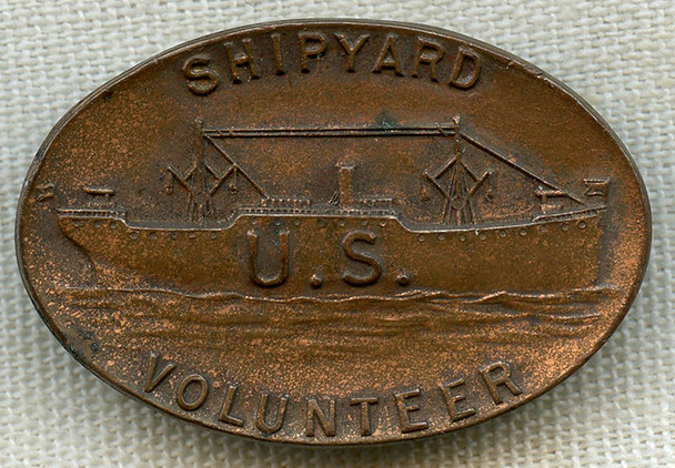 WWI Shipyard Volunteer Lapel Badge by Whitehead & Hoag Co Newark NJ