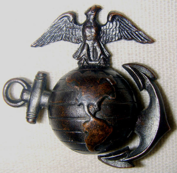 Rare WWI USMC Officer Collar EGA Ellis Type with Period Conversion to Pinback
