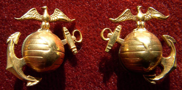 Absolutely Wild UK-Made 1920s USMC EM Collar EGAs from Estate of China Marine