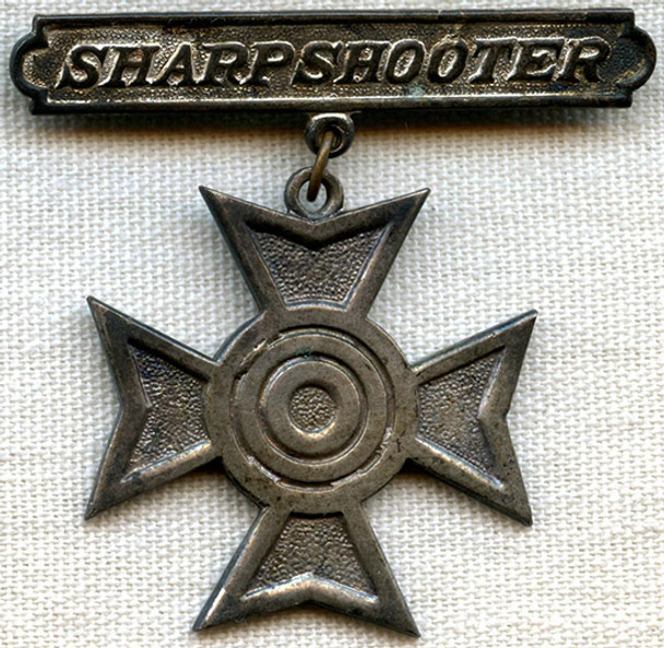 Salty 1920's USMC Sharpshooter Badge as worn by Marines in China & The Banana Wars