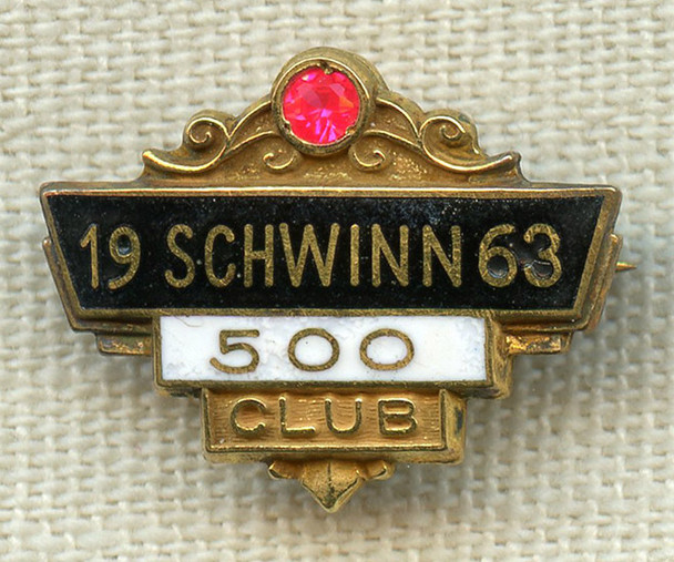 Vintage 1963 Schwinn 500 Bicycles Sold Shop / Salesman Lapel Pin Award