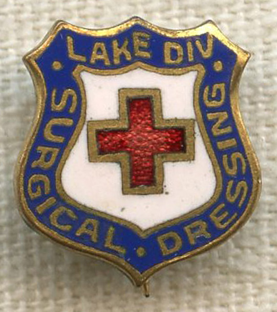 Early American Red Cross ARC Lake Division Surgical Dressing Lapel Pin