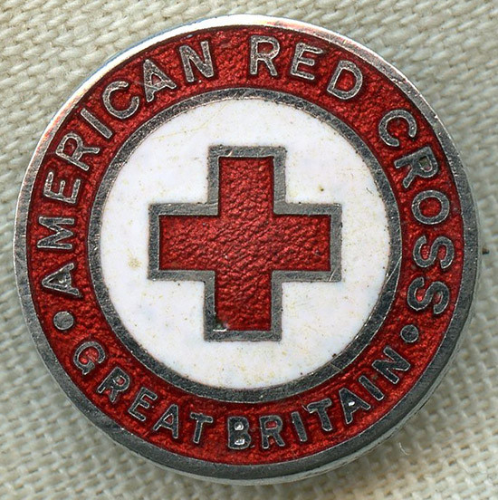 Rare Early WWII American Red Cross Great Britain Lapel or Overseas