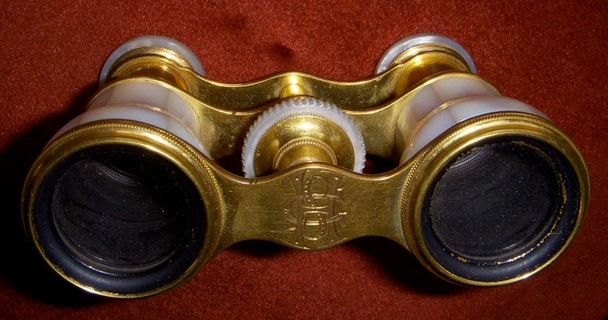 Exquisite 1871 Opera Glasses in Mother of Pearl with Engraved Monogram, Date by Lemaire of Paris