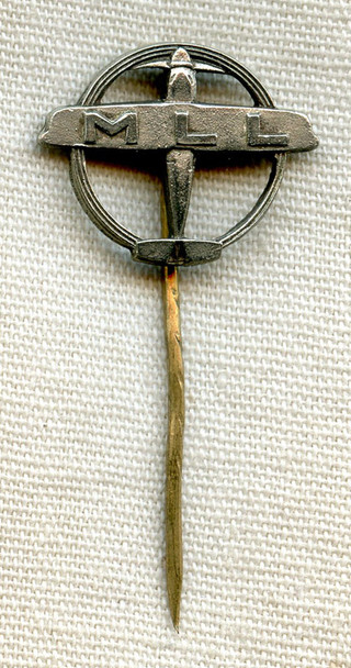 Beautiful 1930s Czech Republic MLL (Masaryk Air League) Member Lapel Stick Pin