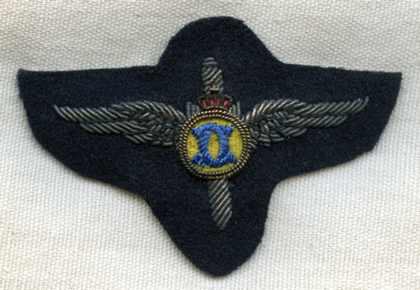 Rare & Beautiful Bullion 1930s Romanian AF Pilot Badge in "King Carol Type"