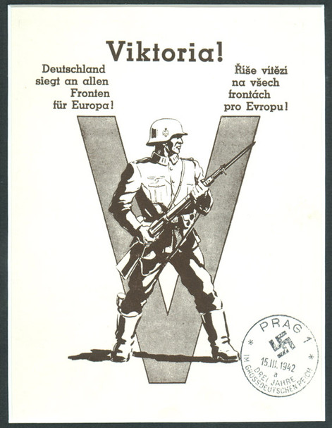 Czech "Victory" (Viktoria) Propaganda Leaflet with March 15, 1942 Postal Stamp