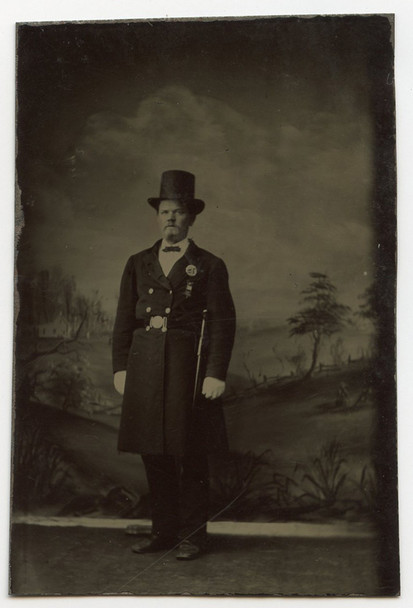 1870s Tintype of Boston Police Officer & Civil War Vet (GAR Member) in Full Uniform