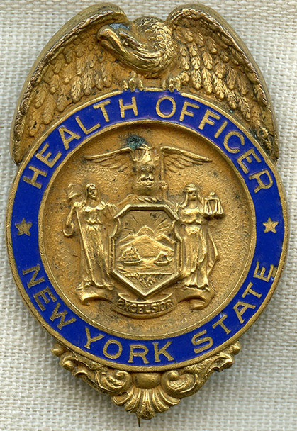Gorgeous Ca. 1900 NY State Health Officer Badge by Dieges & Clust