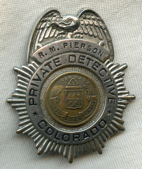 Named 1940s Colorado Private Detective Badge - Flying Tiger
