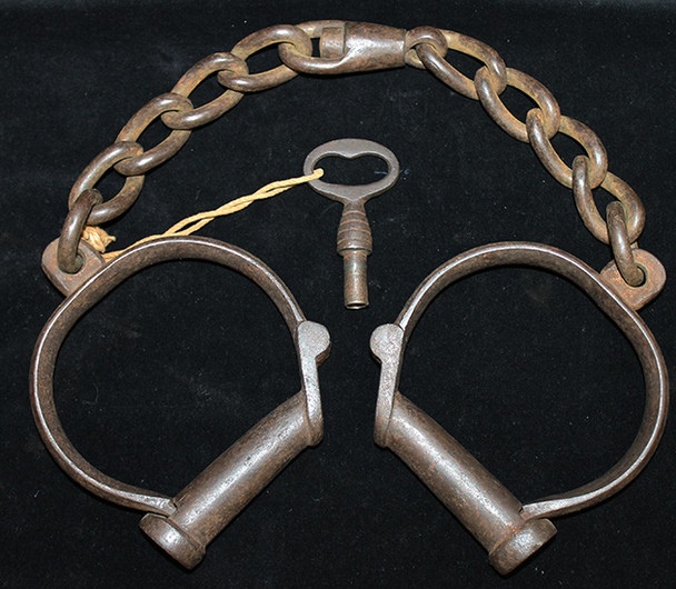 Great Early Pair of T. Froggatt Darby Leg Irons Hand Cuffs, Circa 1850's - 1860's